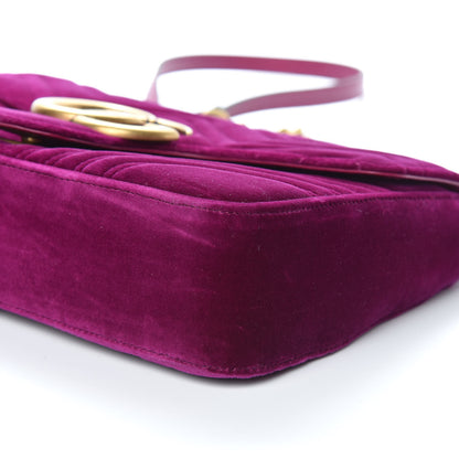 Gucci Velvet Matelasse Medium GG Marmont Shoulder Bag Fuchsia Violet Cyclamen 6 of 10