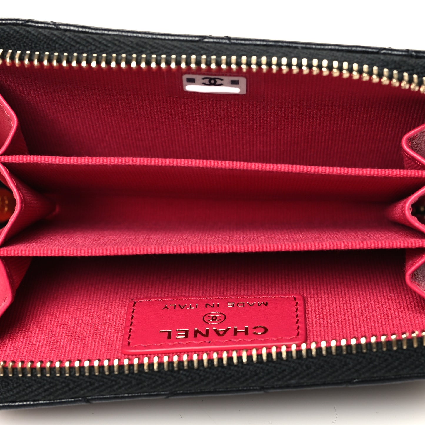 Lambskin Plexiglass Quilted Coco Love Zip Coin Purse Black