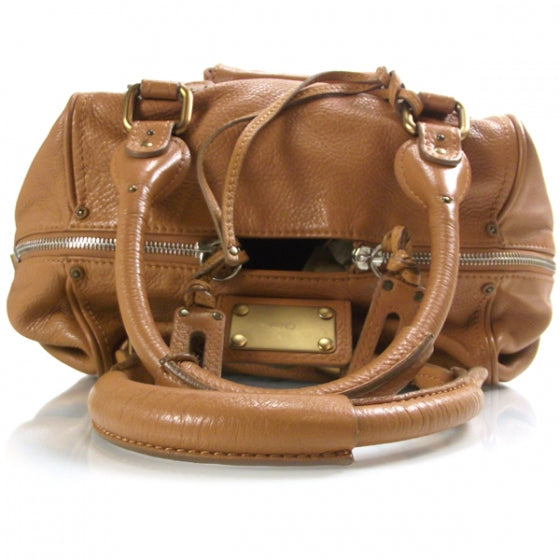 Leather Paddington Front Pocket Tote Tan