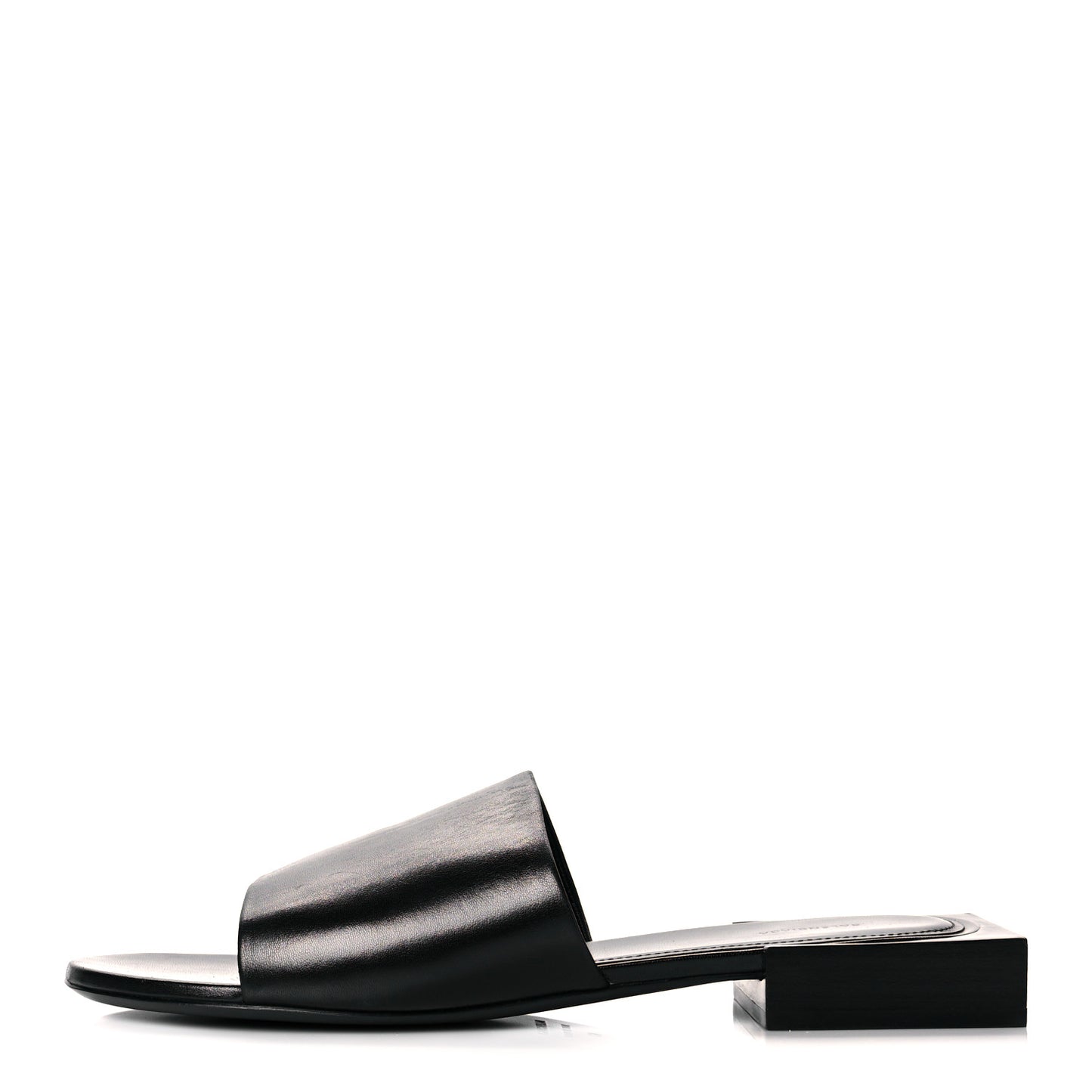 Shiny Smooth Sheepskin Box Flat Sandals 41 Black