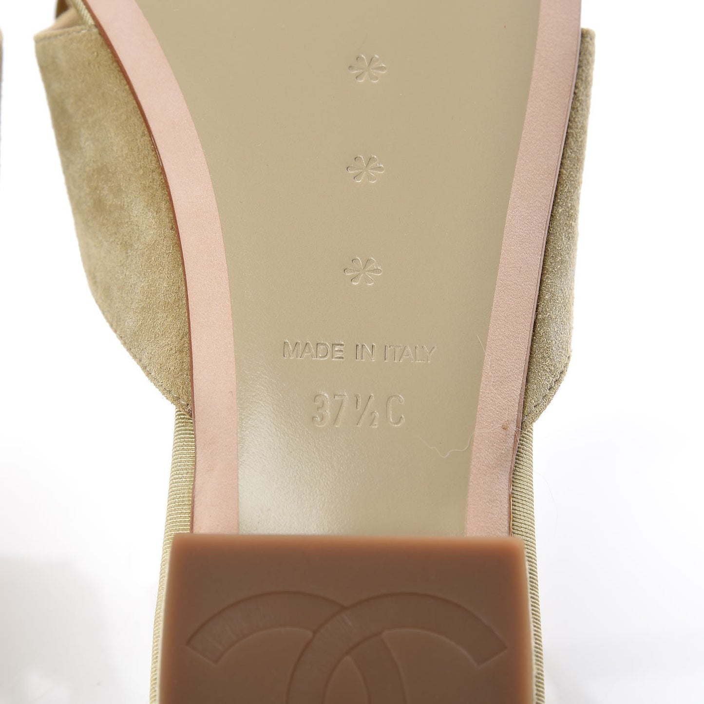 Suede Calfskin Camellia Thong Sandals 37.5 Beige