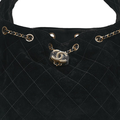 Chanel Suede Quilted Small Chanel 25 Handbag Black 8 of 11