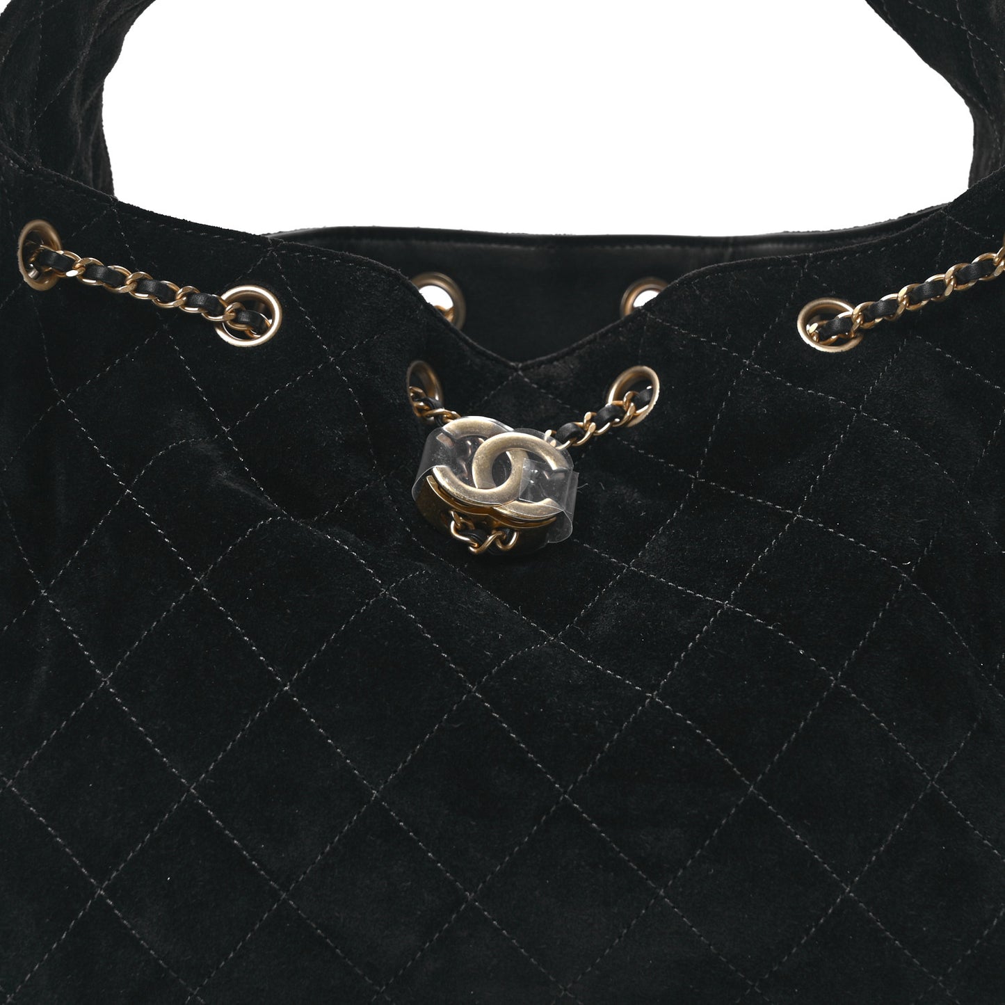 Suede Quilted Small Chanel 25 Handbag Black