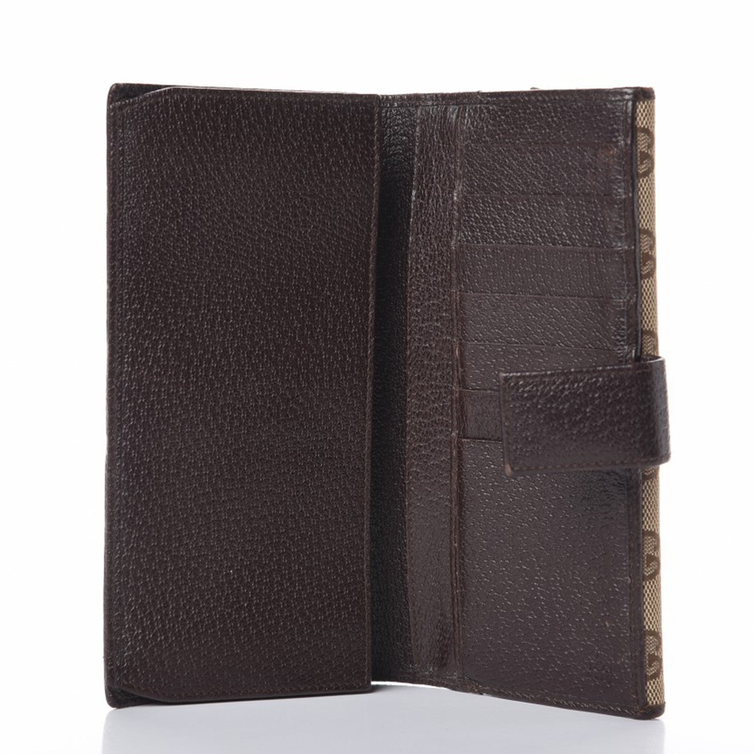 Gucci Monogram Metal Bar Continental Flap Wallet Beige Ebony Dark Brown 5 of 12
