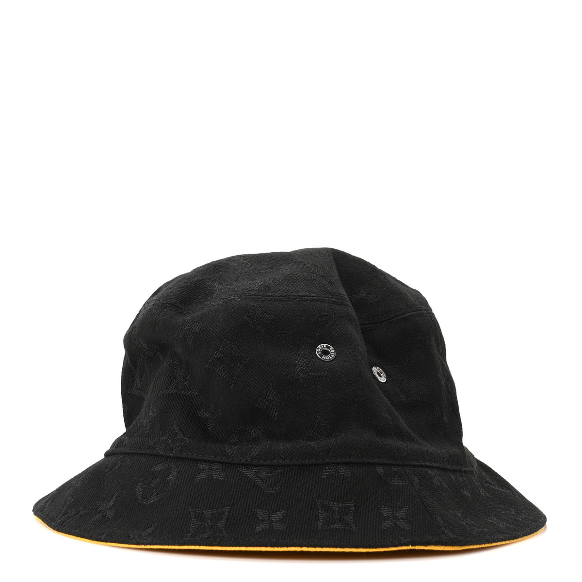 Denim Monogram Reversible LV Bucket Hat 60 Black Yellow