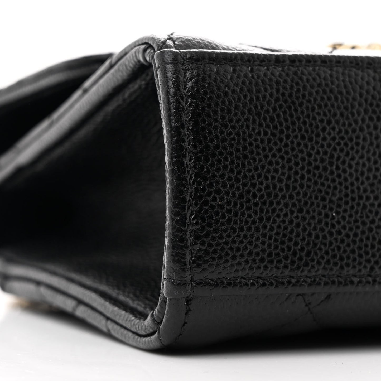 Caviar Quilted Double Chain Top Handle Flap With Chain Black