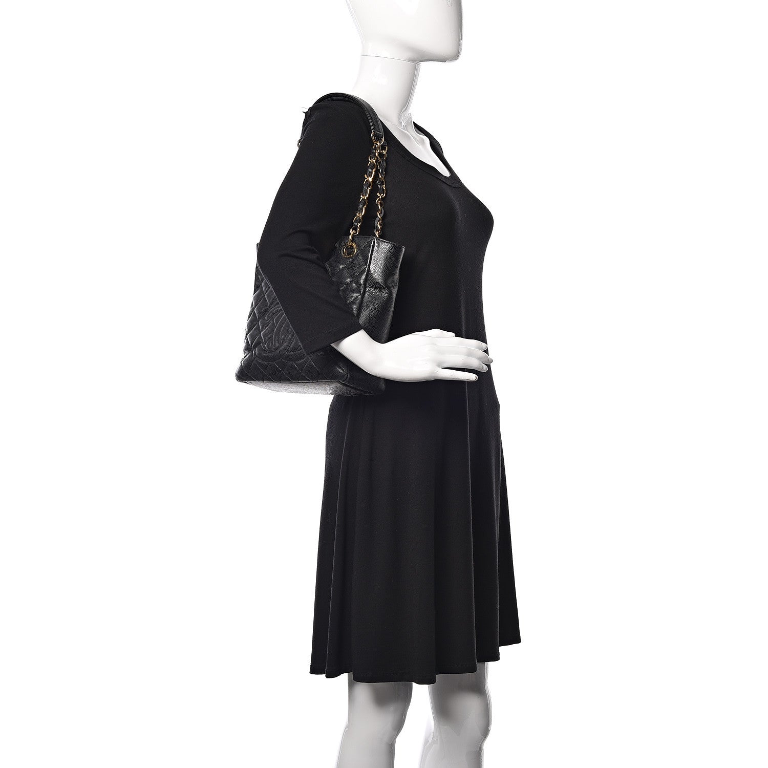 Chanel Caviar Quilted Petit Shopping Tote PST Black 2 of 10