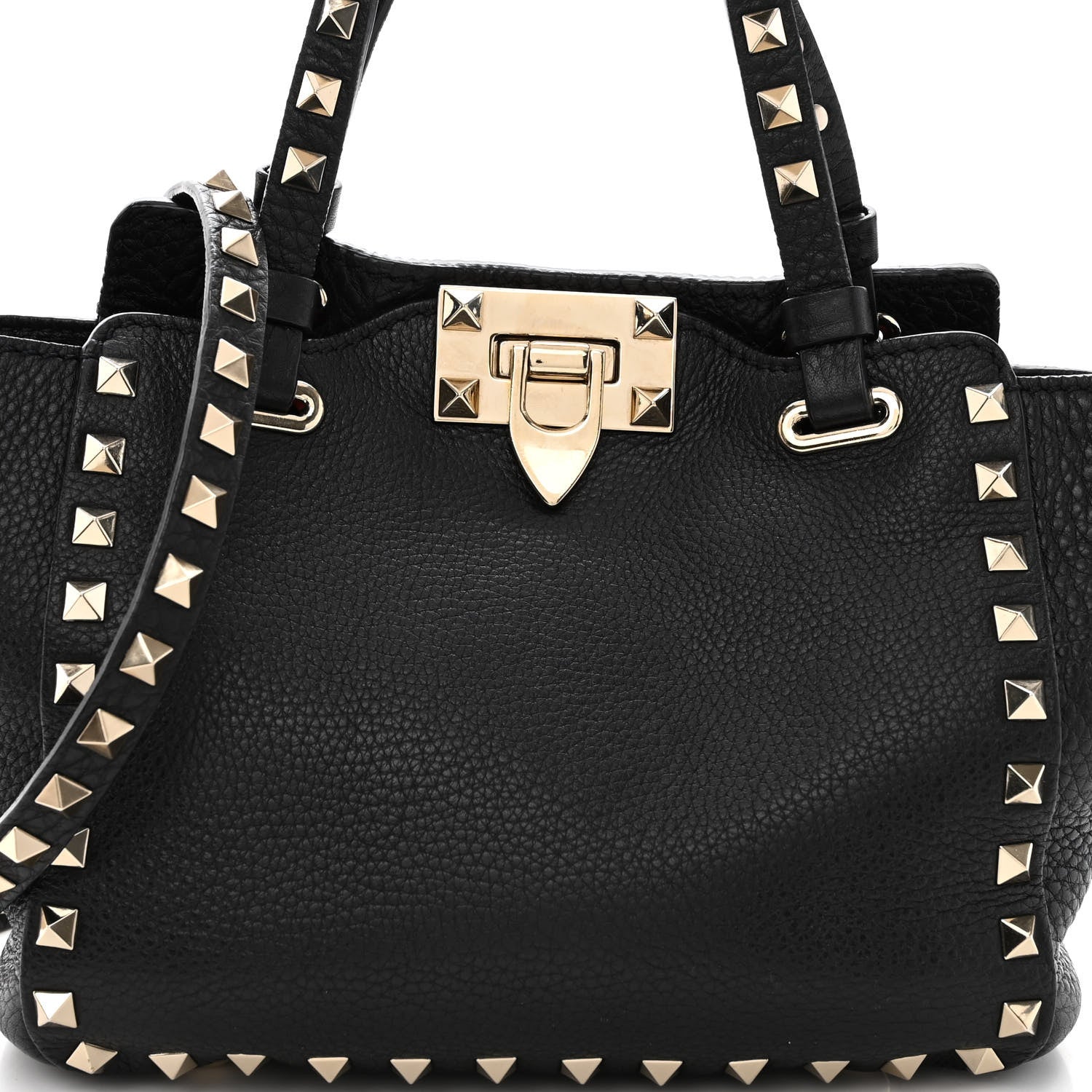 Valentino Garavani Pebbled Calfskin Mini Rockstud Tote Black 7 of 9