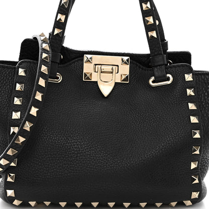 Valentino Garavani Pebbled Calfskin Mini Rockstud Tote Black 7 of 9