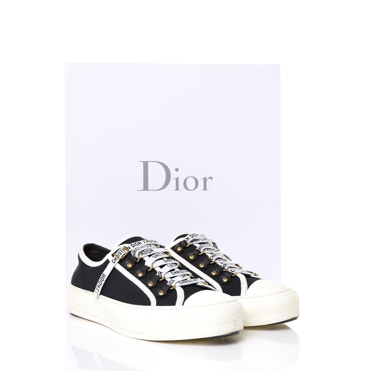 Canvas Walk'n Dior Low Top Sneakers 38.5 Black White
