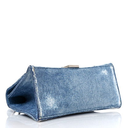 Balenciaga Nappa Denim Printed Small Hourglass Top Handle Bag Denim Blue 5 of 13