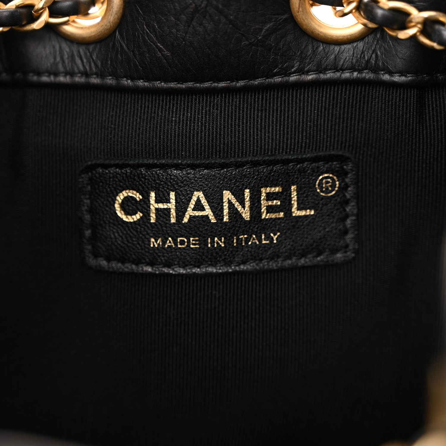 Chanel Iridescent Crumpled Calfskin Coco Pleats Small Drawstring Bag Black 6 of 10
