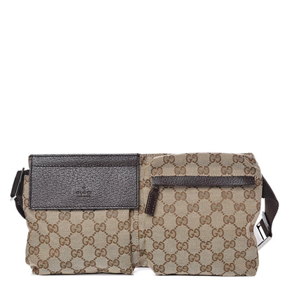 Gucci GG Monogram Double Pocket Belt Bag Dark Brown 1 of 10