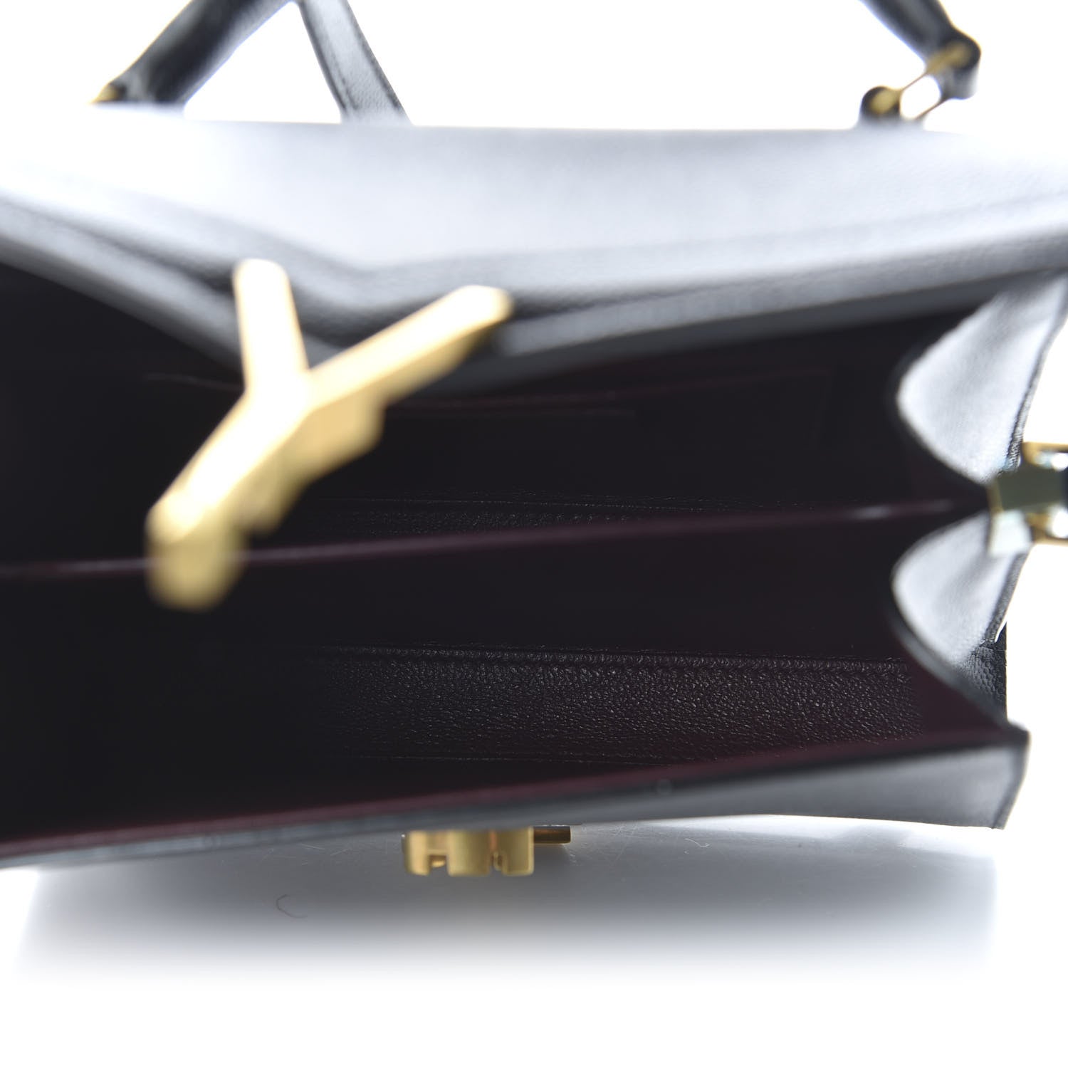 Saint Laurent Grain de Poudre Mini Classic Monogram Cassandra Top Handle Black Rouge Legion 5 of 9