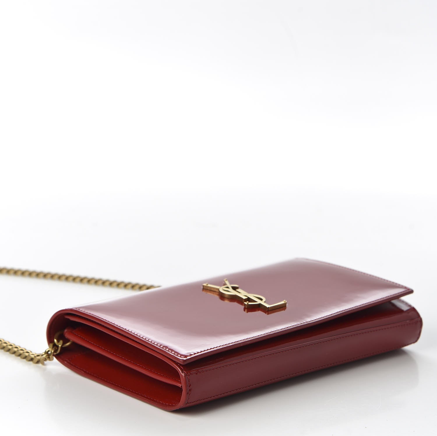Saint Laurent Patent Calfskin Monogram Kate Wallet On Chain Red 3 of 8