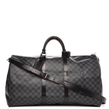 Louis Vuitton Damier Graphite Keepall Bandouliere 55 Rouge 1 of 9