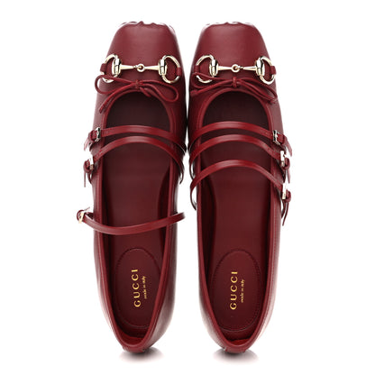 Gucci Malaga Kid Horsebit Ballet Flats 39 Rosso Ancora Red 2 of 10