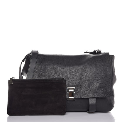 Proenza Schouler Pebbled Calfskin Double Sided PS Courier Bag Black 3 of 8