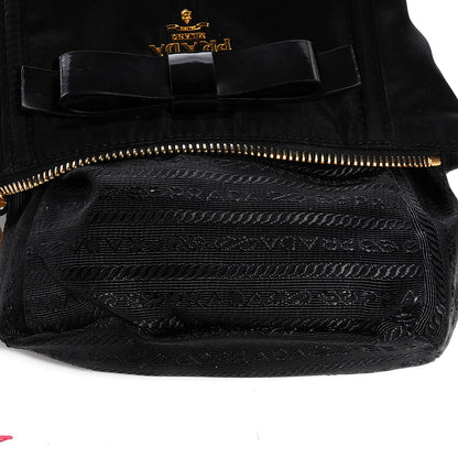 Prada Tessuto Nylon Spazzolato Bow Cosmetic Bag Nero Black 8 of 10