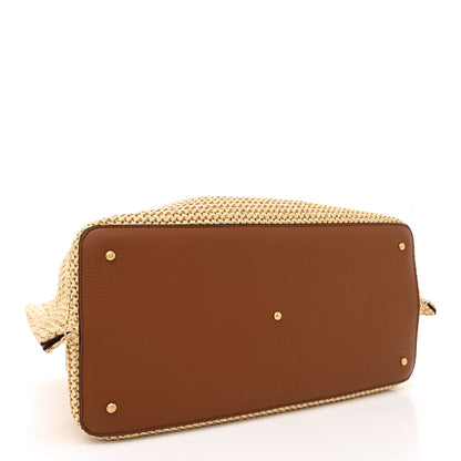 Valentino Garavani Raffia Grained Calfskin Medium Rockstud Vlogo Tote Naturale 5 of 11