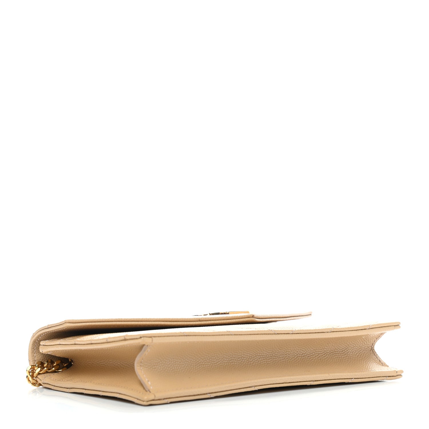 Saint Laurent Grain De Poudre Matelasse Chevron Monogram Envelope Chain Wallet Nude Powder 4 of 9