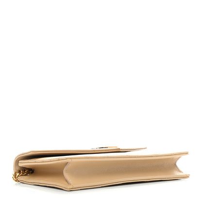 Saint Laurent Grain De Poudre Matelasse Chevron Monogram Envelope Chain Wallet Nude Powder 4 of 9