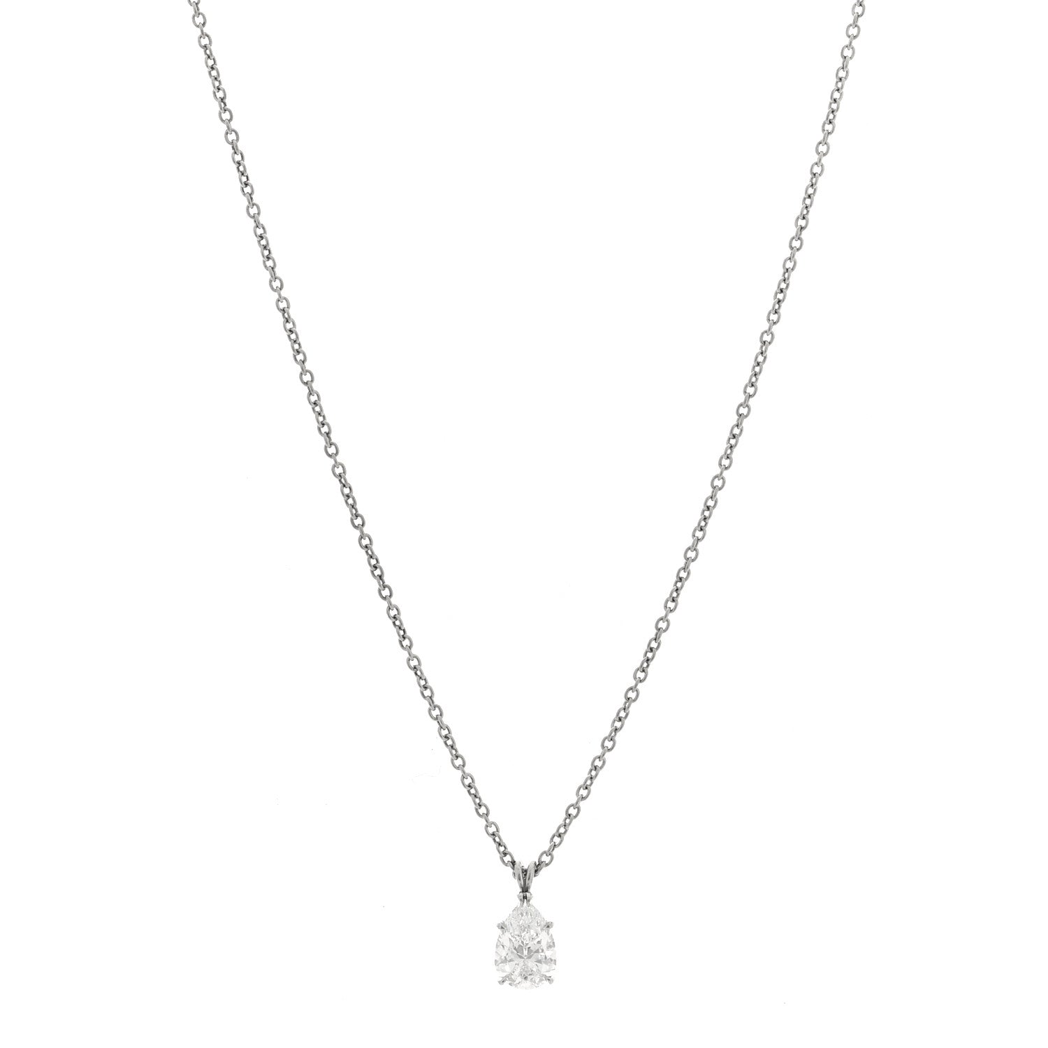 Harry Winston Platinum Diamond 1.01ct Pear Solitaire Pendant Necklace 1 of 5