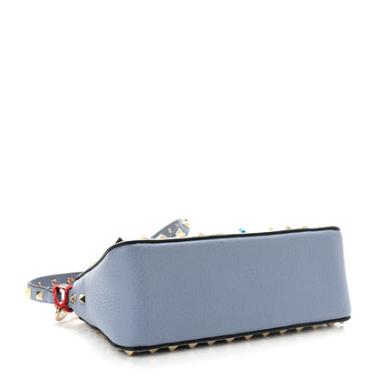Valentino Garavani Pebbled Calfskin Small Rockstud Flip Lock Shoulder Bag Niagara 4 of 9