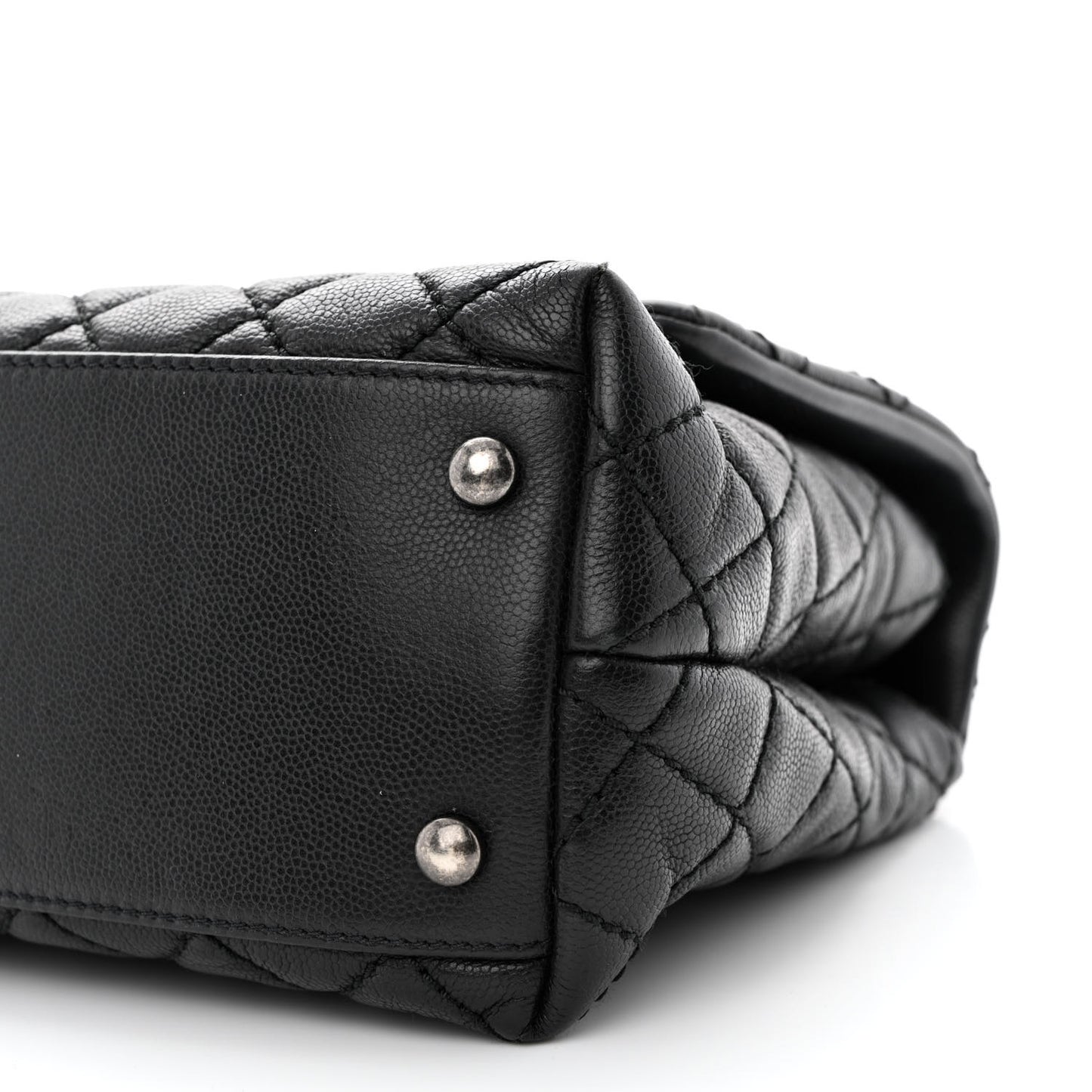 Caviar Quilted Small Coco Handle Flap Black