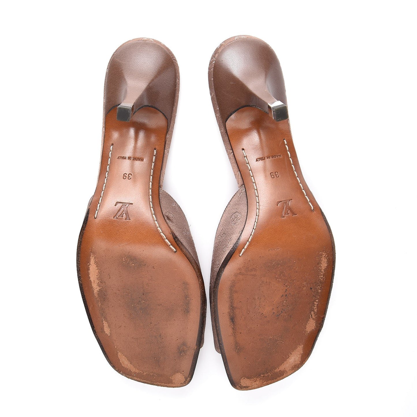 Satin Monogram Mules 39 Brown