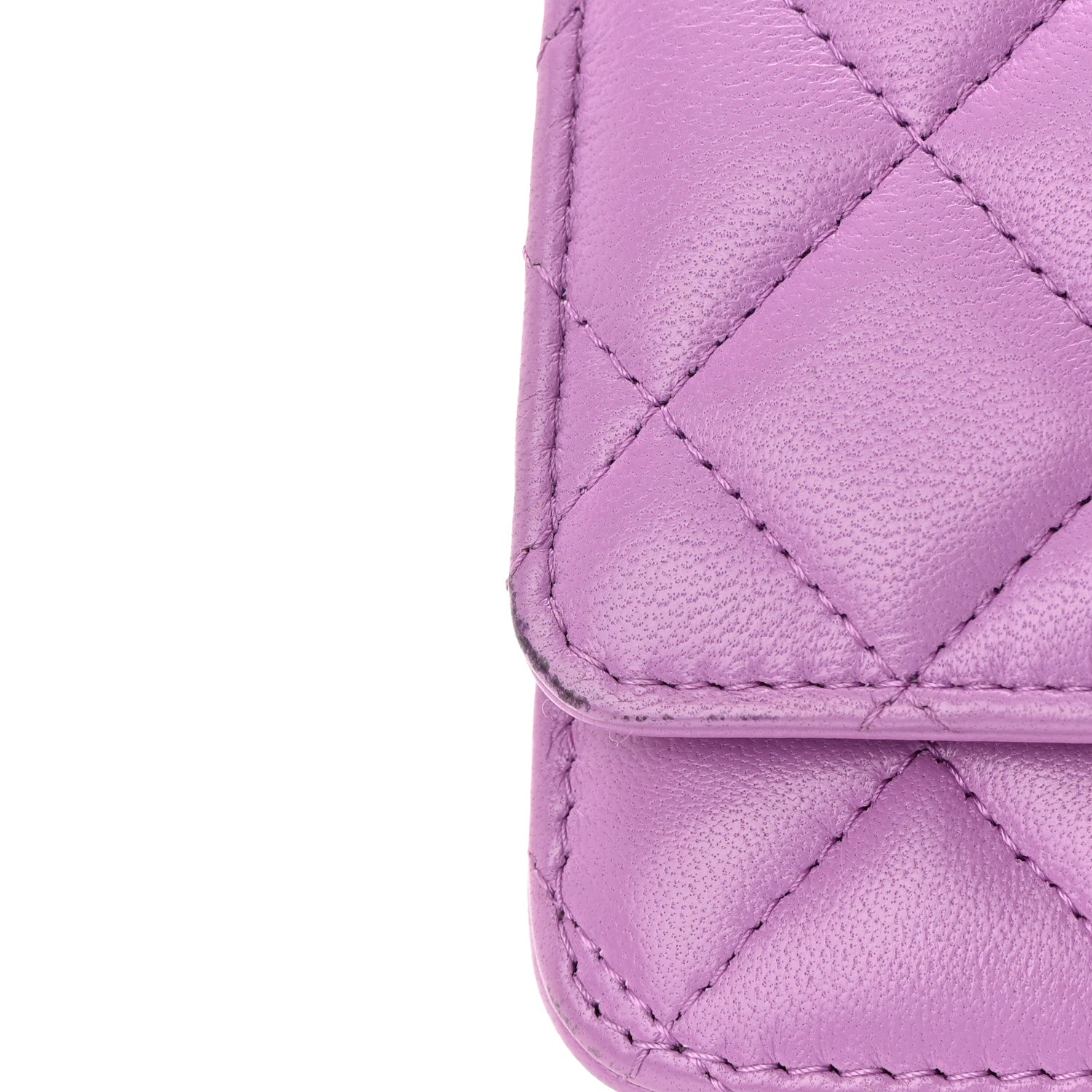 Chanel Lambskin Quilted CC Pearl Crush Wallet on Chain WOC Purple 14 of 16