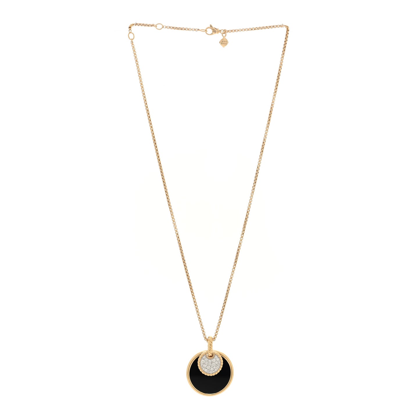 18K Yellow Gold Diamond Black Onyx Mother of Pearl Medium Reversible Elements Necklace