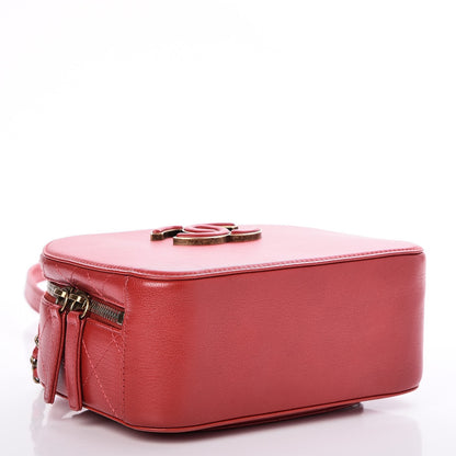 Chanel Shiny Calfskin Goatskin Quilted Small Coco Curve Vanity Red 4 of 8