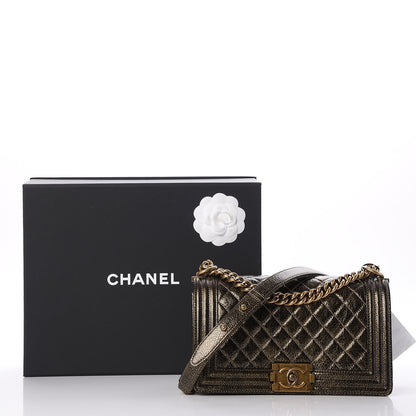 Chanel Cracked Metallic Calfskin Quilted Medium Boy Flap Gold 8 of 8