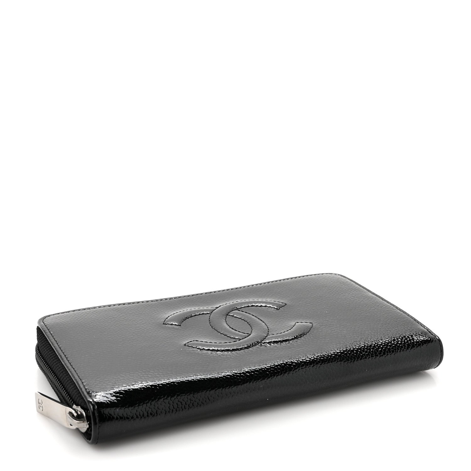 Chanel Patent Caviar Timeless CC Large Gusset Zip Around Wallet Black 4 of 9