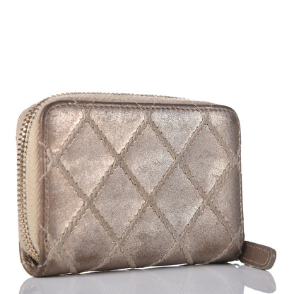 Chanel Metallic Lambskin Stitch Zip Coin Purse Gold 3 of 8