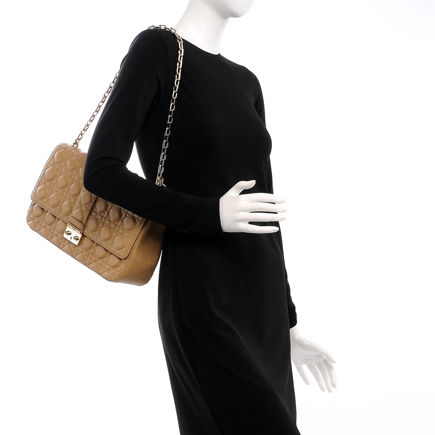 Lambskin Cannage Large Miss Dior Flap Beige
