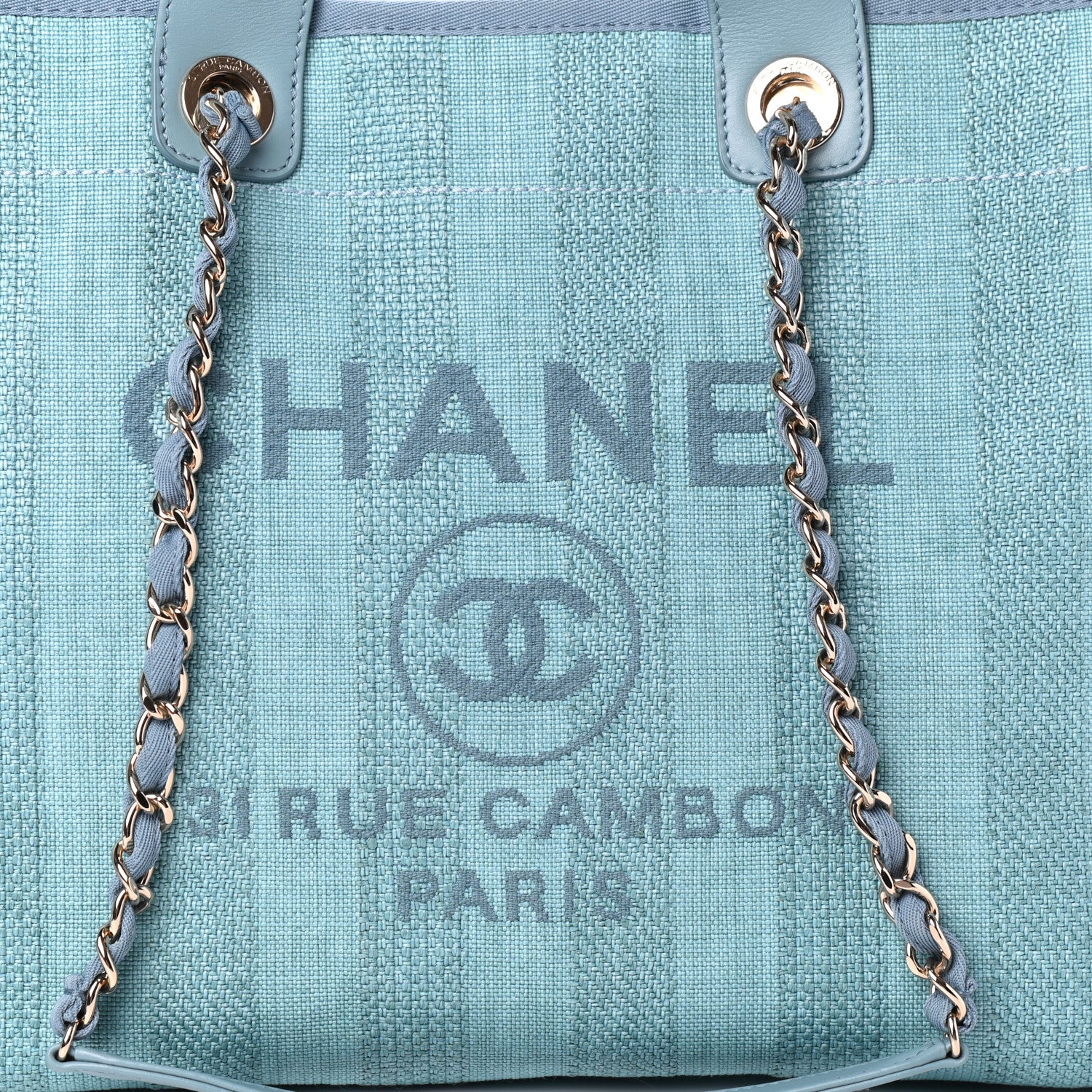 Chanel Mixed Fibers Striped Medium Deauville Tote Blue 9 of 11