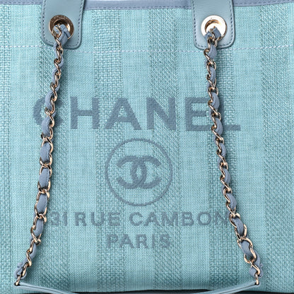 Chanel Mixed Fibers Striped Medium Deauville Tote Blue 9 of 11