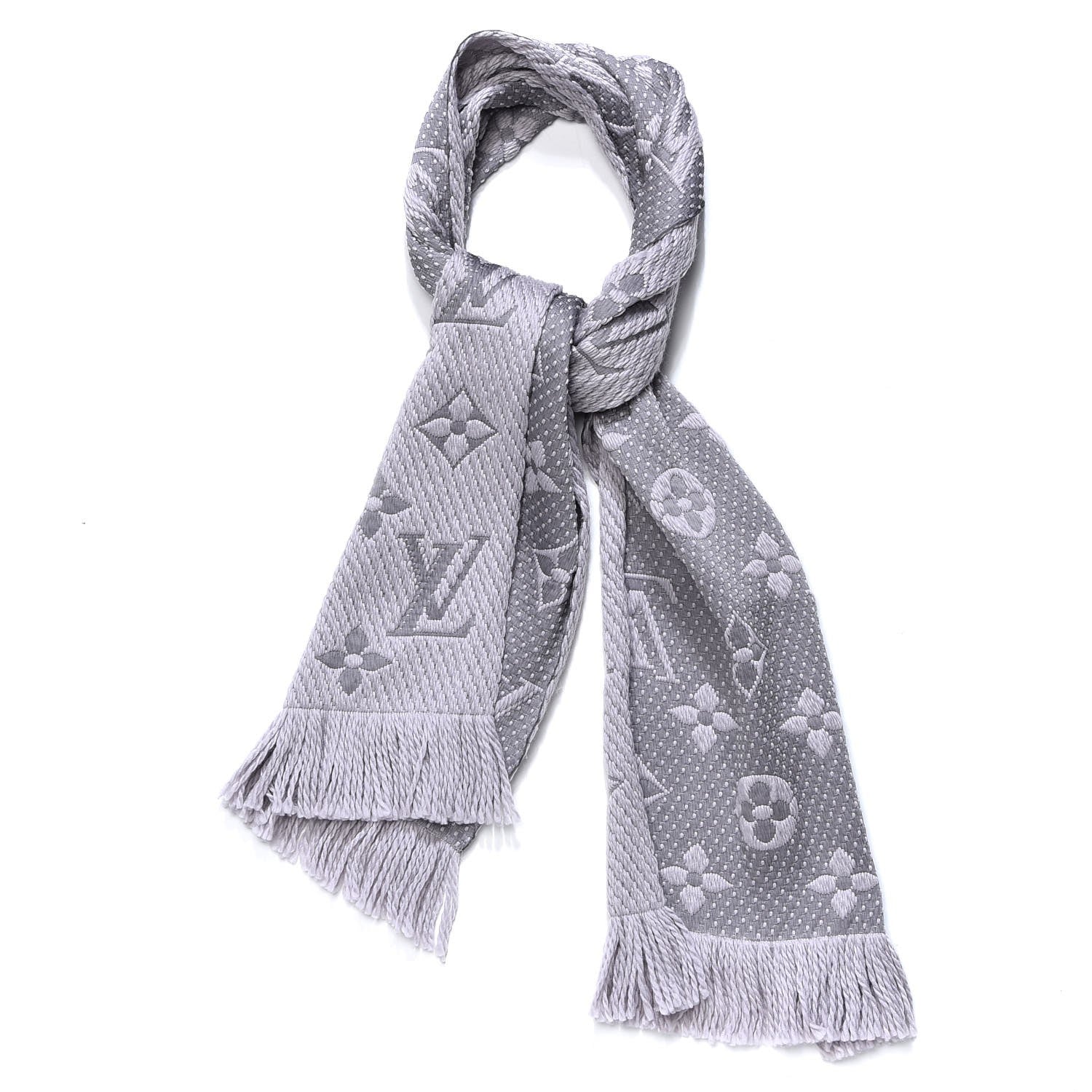 Louis Vuitton Wool Silk Logomania Scarf Pearl Grey 1 of 5