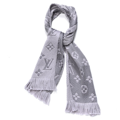 Louis Vuitton Wool Silk Logomania Scarf Pearl Grey 1 of 5