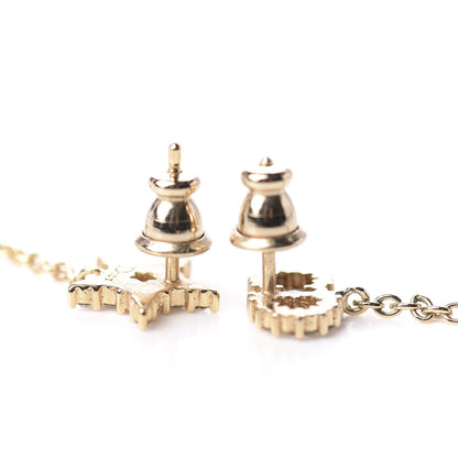 Christian Dior Pearl Crystal Shiny-D Dangle Chain Earrings Gold 3 of 5