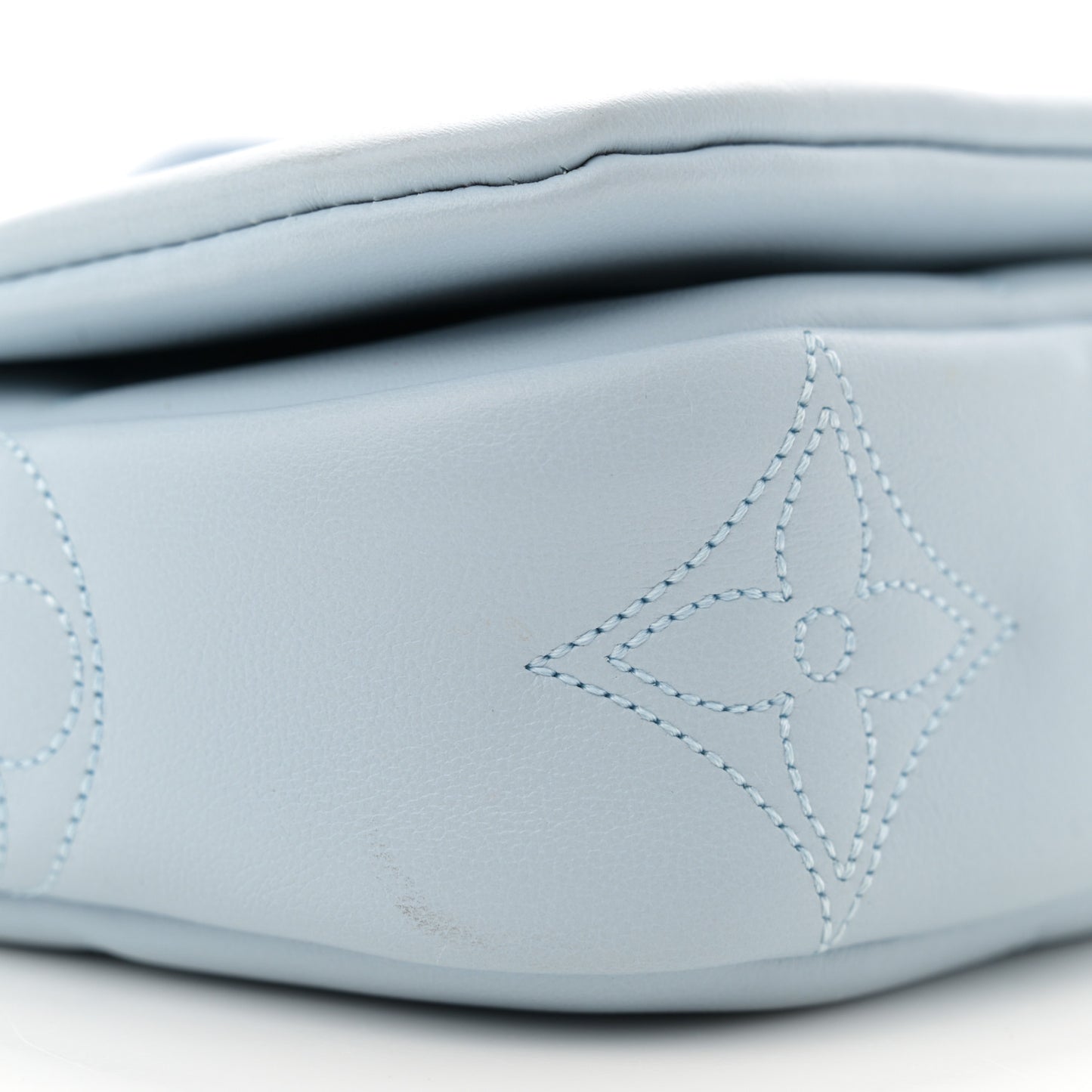 Calfskin Bubblegram Wallet On Strap Ice Blue