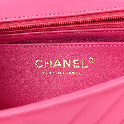 Chanel Lambskin Chevron Quilted Mini Rectangular Flap Pink 6 of 11