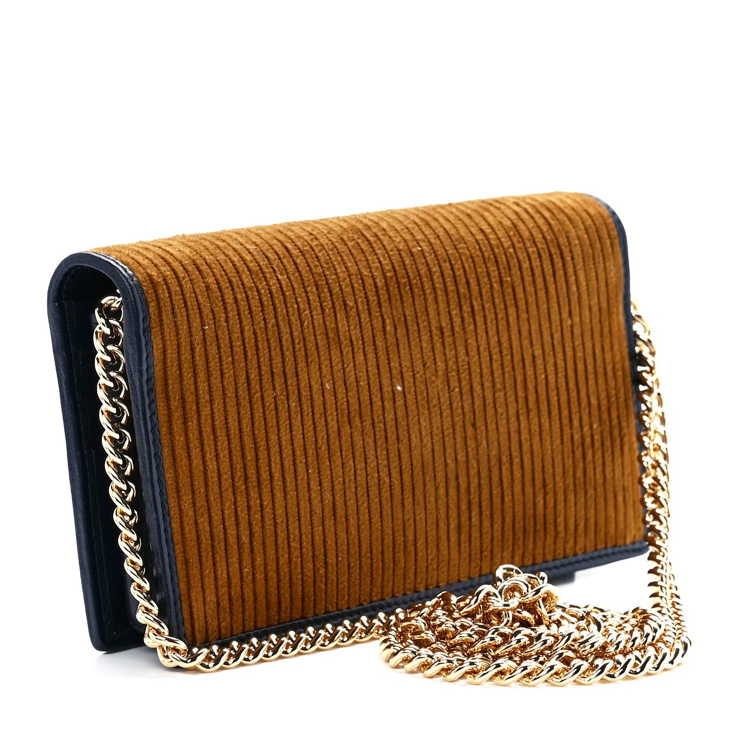 Lanzo Stretch Cord Azalea Calfskin Horsebit 1955 Wallet On Chain New Mud Blue