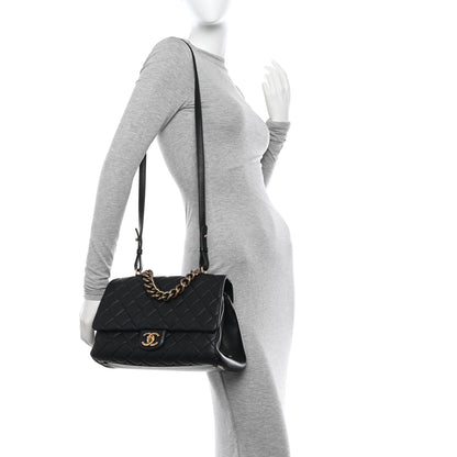 Chanel Shiny Sheepskin Quilted Large Trapezio Flap Black 2 of 13