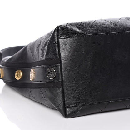 Chanel Calfskin Stitched Large Button Up Hobo Black 5 of 12