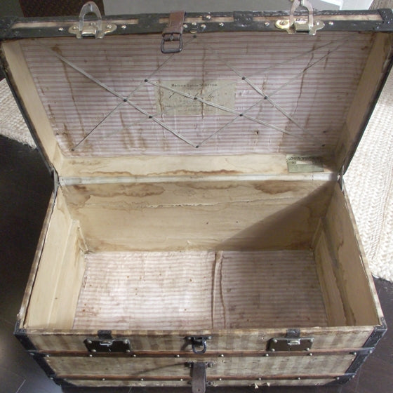 Antique Striped Steamer Trunk