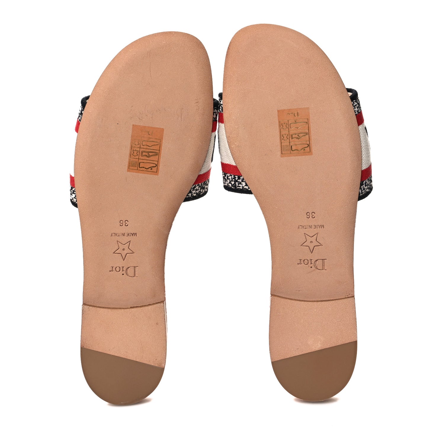 Canvas Embroidered Dioramour Dway Mules Slide Sandals 36 Red