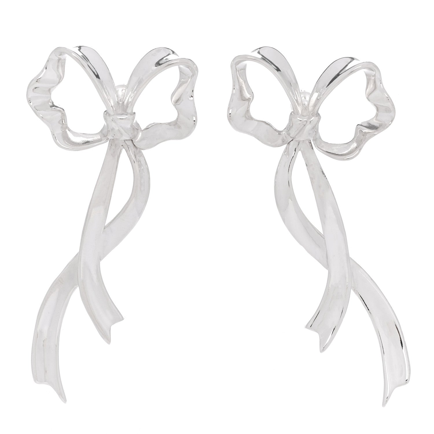 Tiffany Sterling Silver Large Bow Earrings 1 of 4